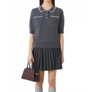 NEW SUNCOO polka polo shirt sweater in carbon